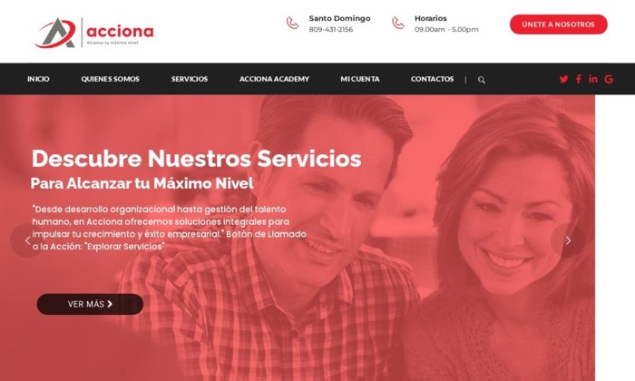 Sitio web de Acciona RD (Corporativa) diseñado por Signage RD
