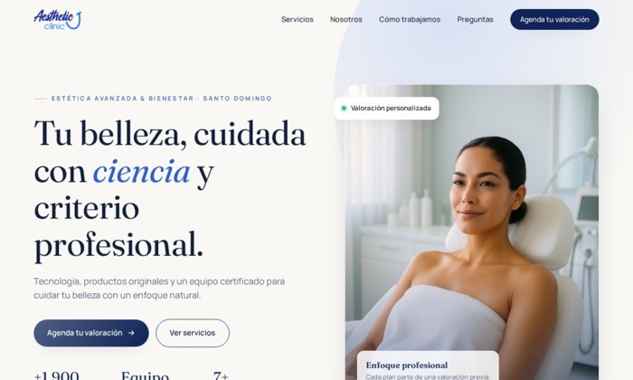 Sitio web de Aesthetic J Clinic (Estética) diseñado por Signage RD
