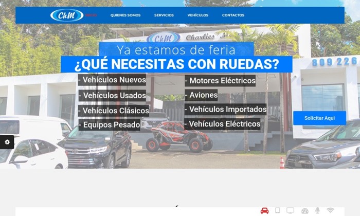 Sitio web de Charlies Motors (Automotriz) diseñado por Signage RD
