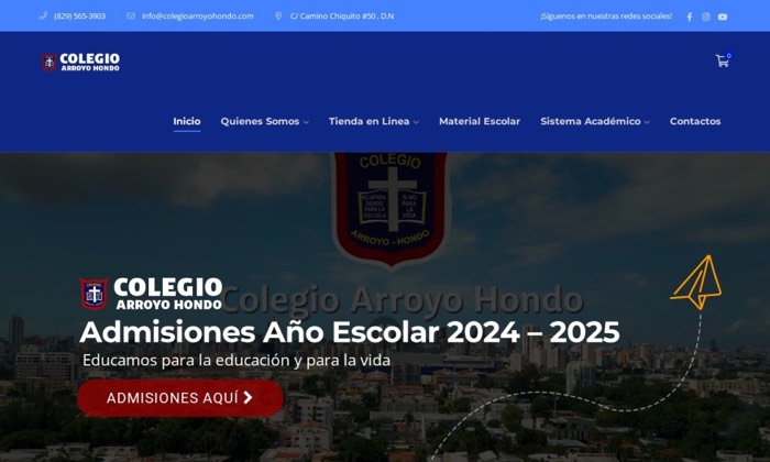 Sitio web de Colegio Arroyo Hondo (Educación) diseñado por Signage RD