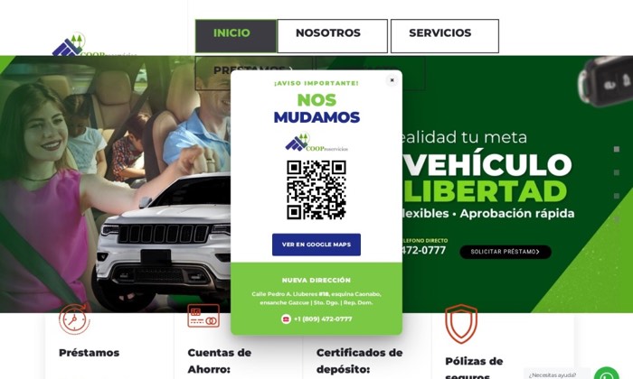 Sitio web de Coopro Servicios (Servicios) diseñado por Signage RD