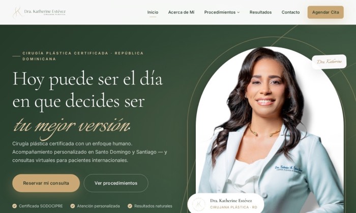 Sitio web de Dra. Katherine Estévez (Cirugía plástica) diseñado por Signage RD