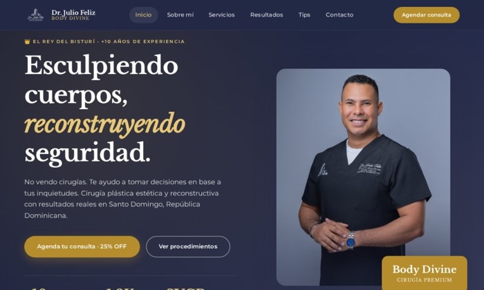 Sitio web de Dr. Julio Feliz (Salud) diseñado por Signage RD