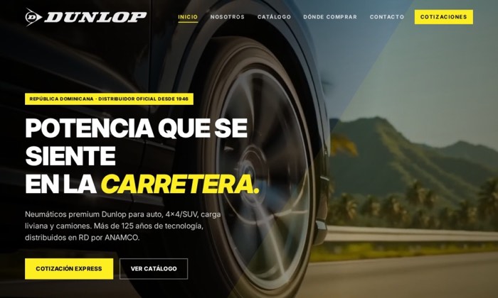 Sitio web de Dunlop RD (Automotriz) diseñado por Signage RD