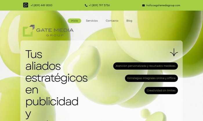 Sitio web de Gate Media Group (Marketing) diseñado por Signage RD