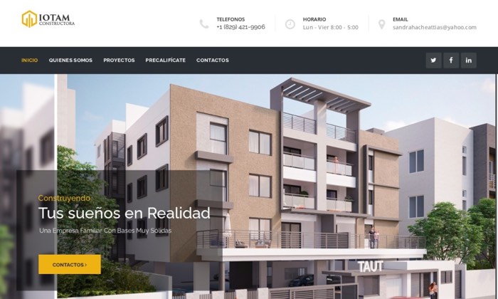 Sitio web de IOTAM Constructora (Construcción) diseñado por Signage RD