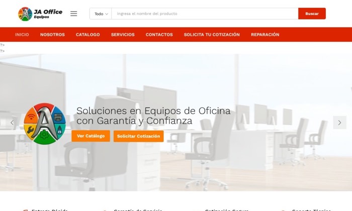 Sitio web de JA Office Equipos (Equipos) diseñado por Signage RD