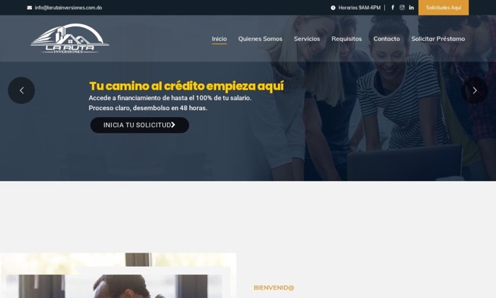 Sitio web de La Ruta Inversiones (Finanzas) diseñado por Signage RD