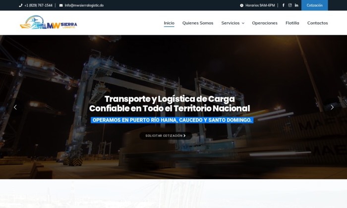 Sitio web de MW Sierra Logistic (Logística) diseñado por Signage RD