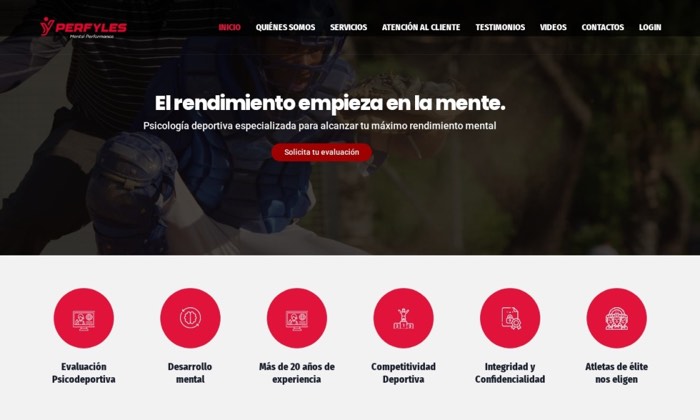 Sitio web de Perfyles (Deportes) diseñado por Signage RD