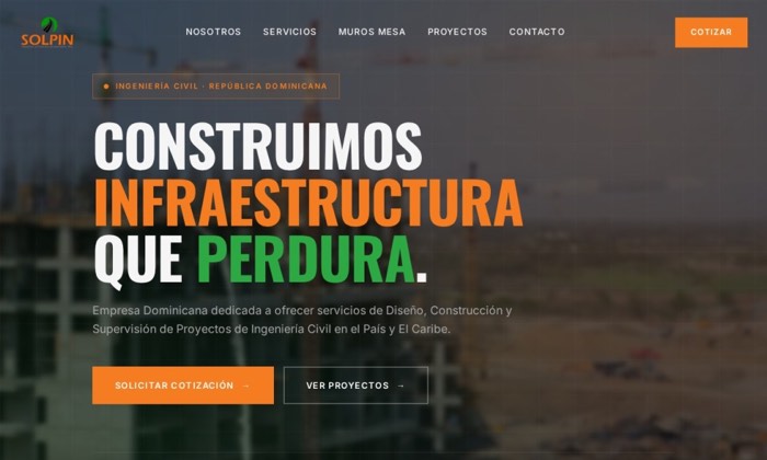 Sitio web de Solpin SRL (Construcción) diseñado por Signage RD