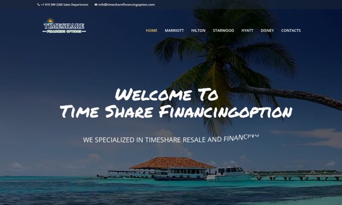 Sitio web de Timeshare Financing (Turismo) diseñado por Signage RD