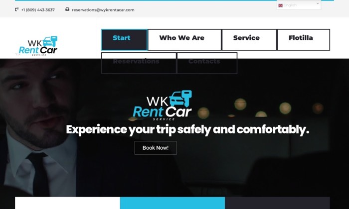 Sitio web de WYK Rent Car (Rent Car) diseñado por Signage RD